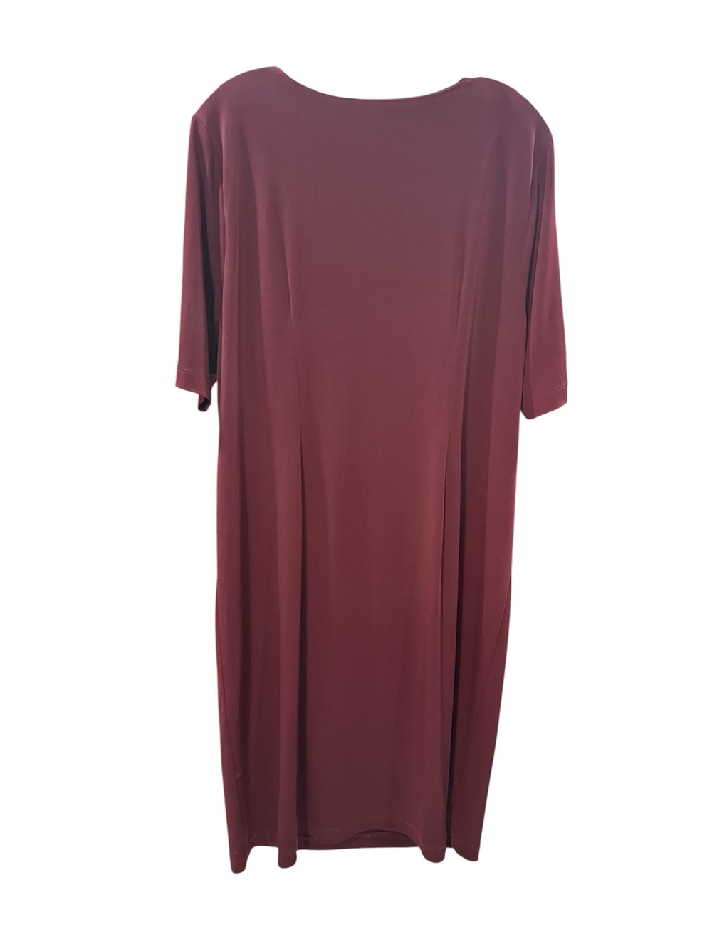 Aura Plus-Size V-Neck Ruched Midi Dress in Plum - Picture 5 of 6